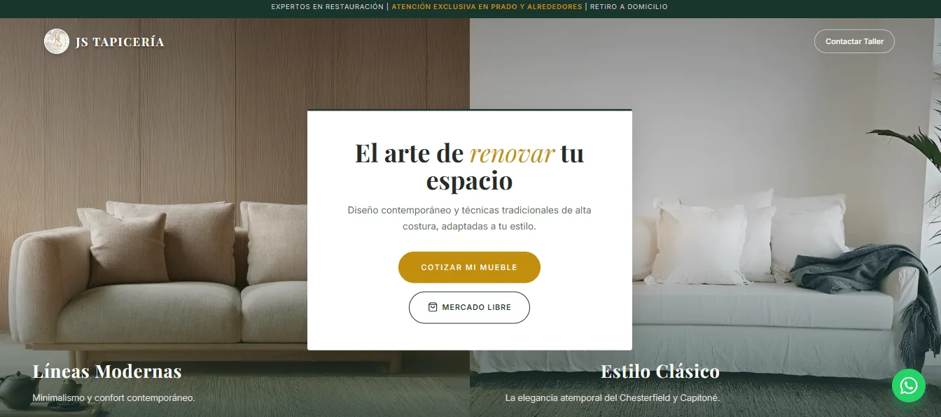 Web de JS Tapicería diseñada por Kódice Web